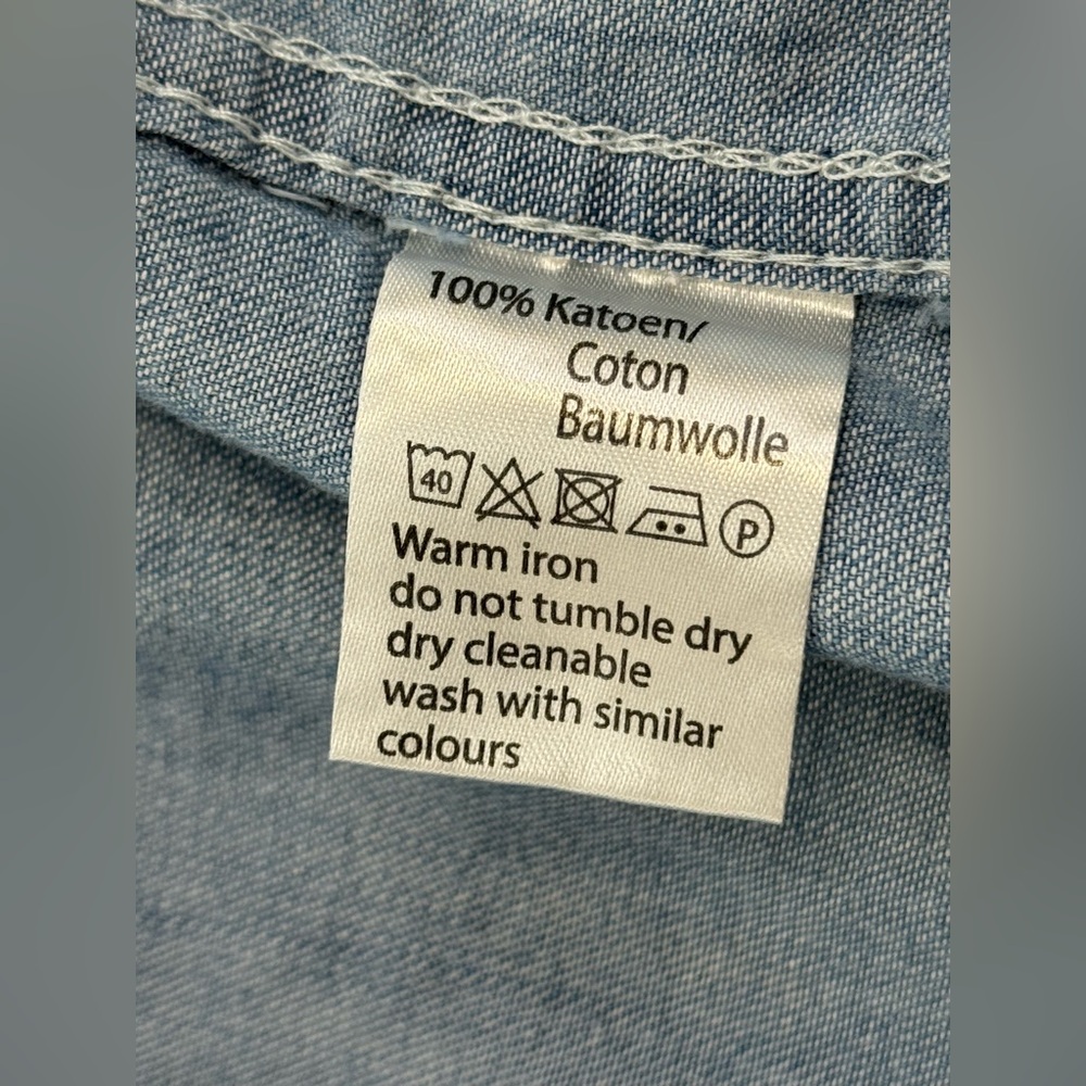 Men's Autark Long Sleeve Denim Like Button Shirt, Assorted Patches, Size Small - Picture 11 of 16